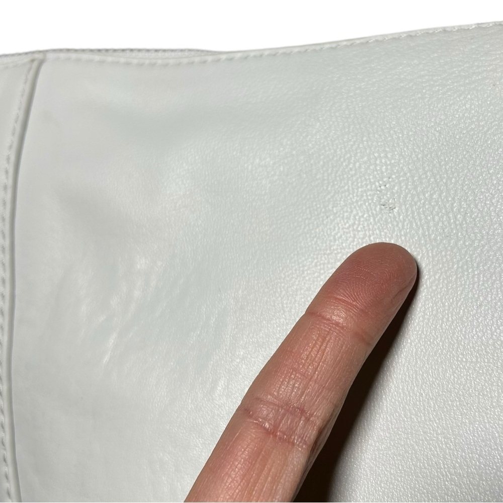Frye Lena Zip Leather Hobo Bag White Crossbody Shoulder Purse Minimalist - Picture 8 of 16
